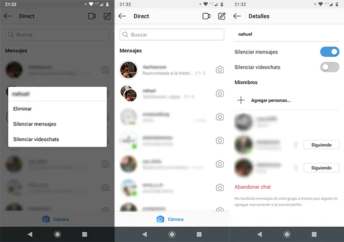 ▷ Cómo silenciar un grupo de Instagram en Android