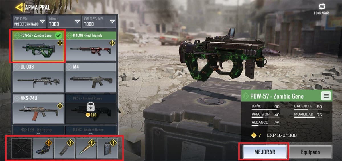 Como mejorar las armas en Call of Duty Mobile paso 4