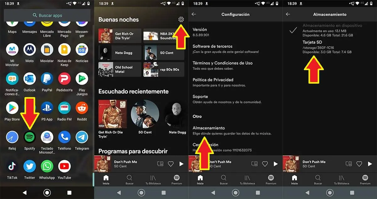 Cambiable demoler antepasado Cómo mover las canciones de Spotify a la memoria SD (Android)