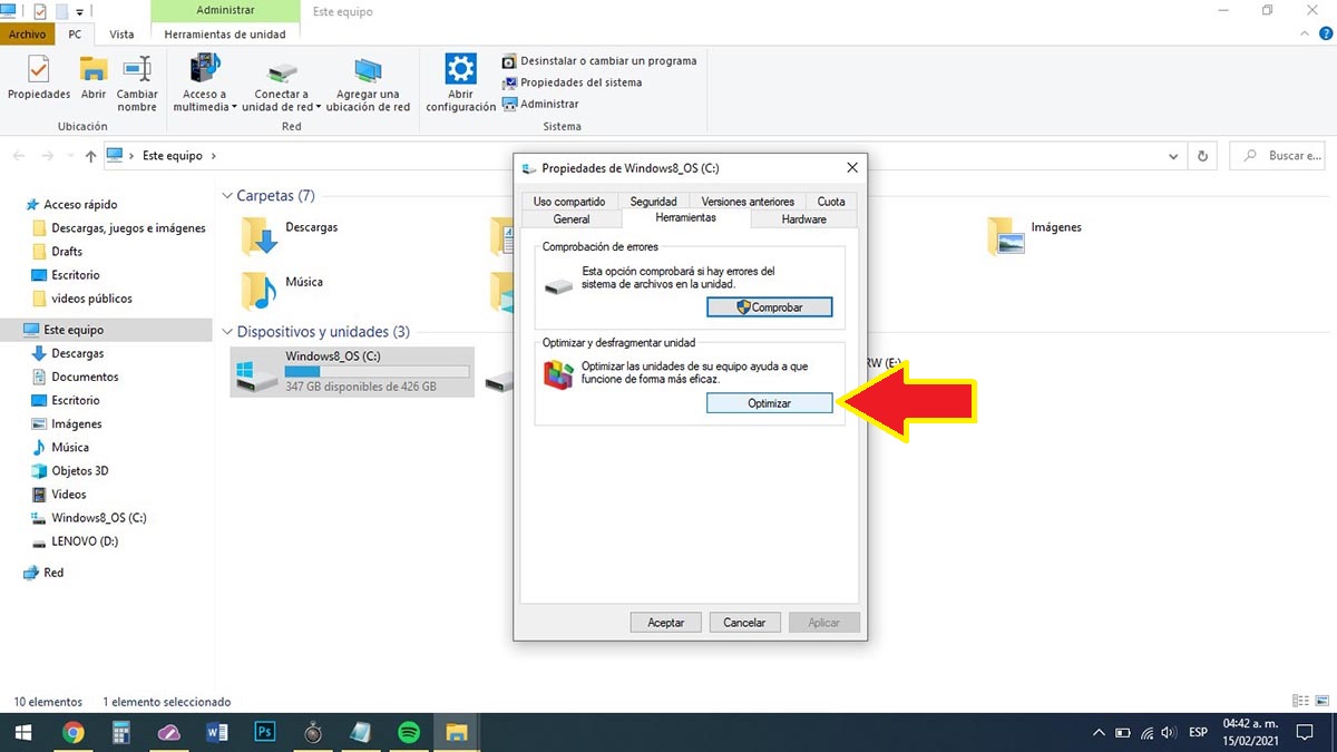 Cómo optimizar el disco rígido en Windows 10