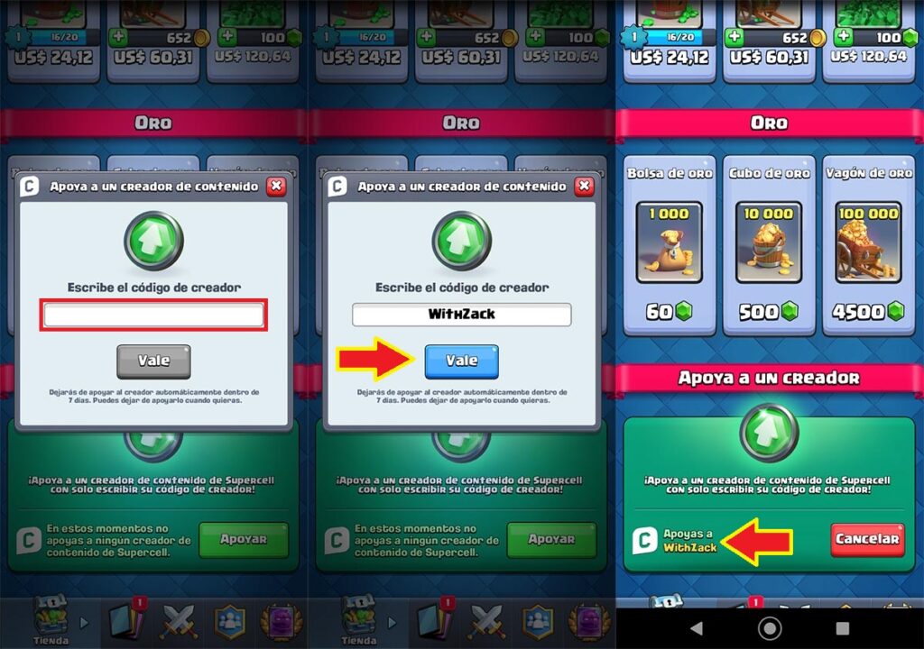 Cómo apoyar a un creador de contenido en Clash Royale