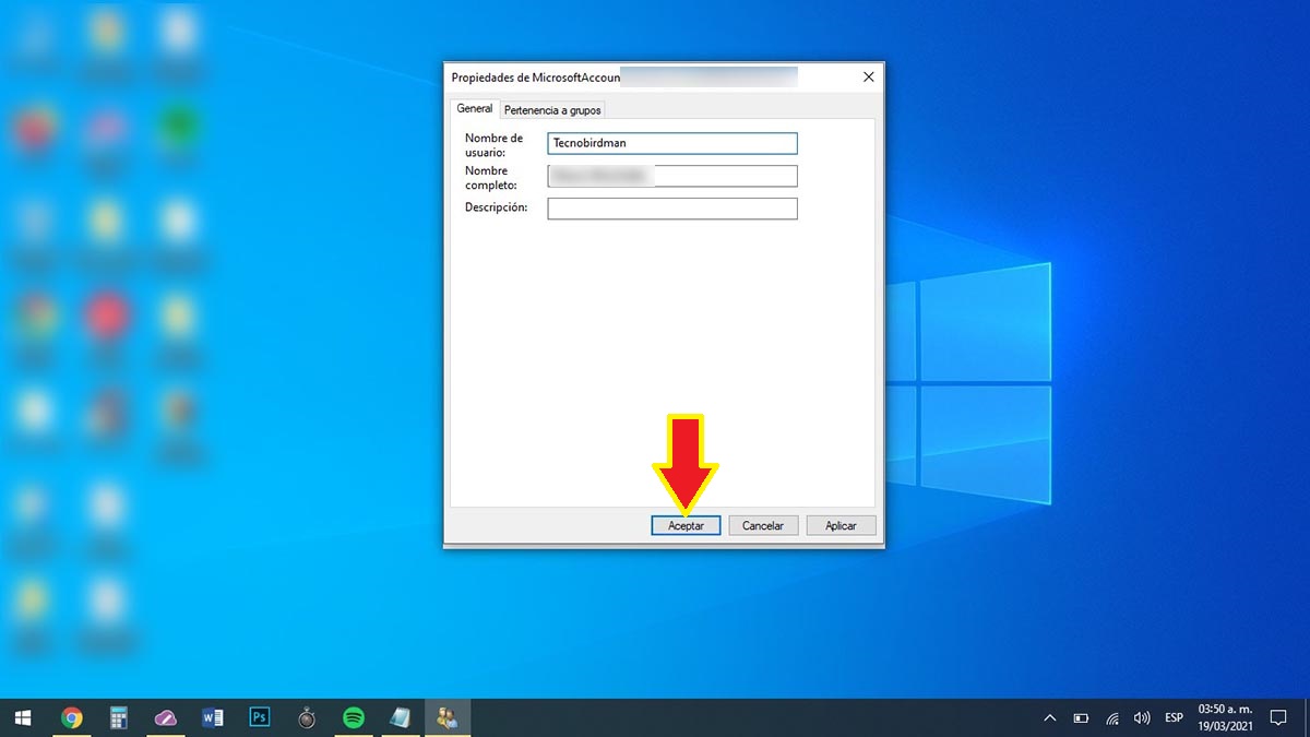 Cambiar nombre de usuario Windows 10