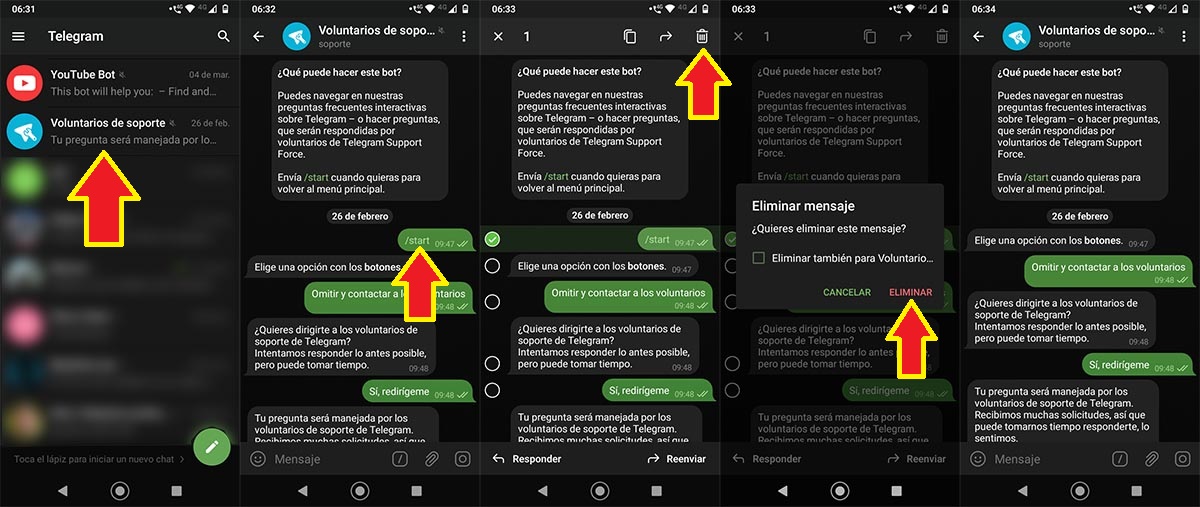 Eliminar mensaje específico Telegram