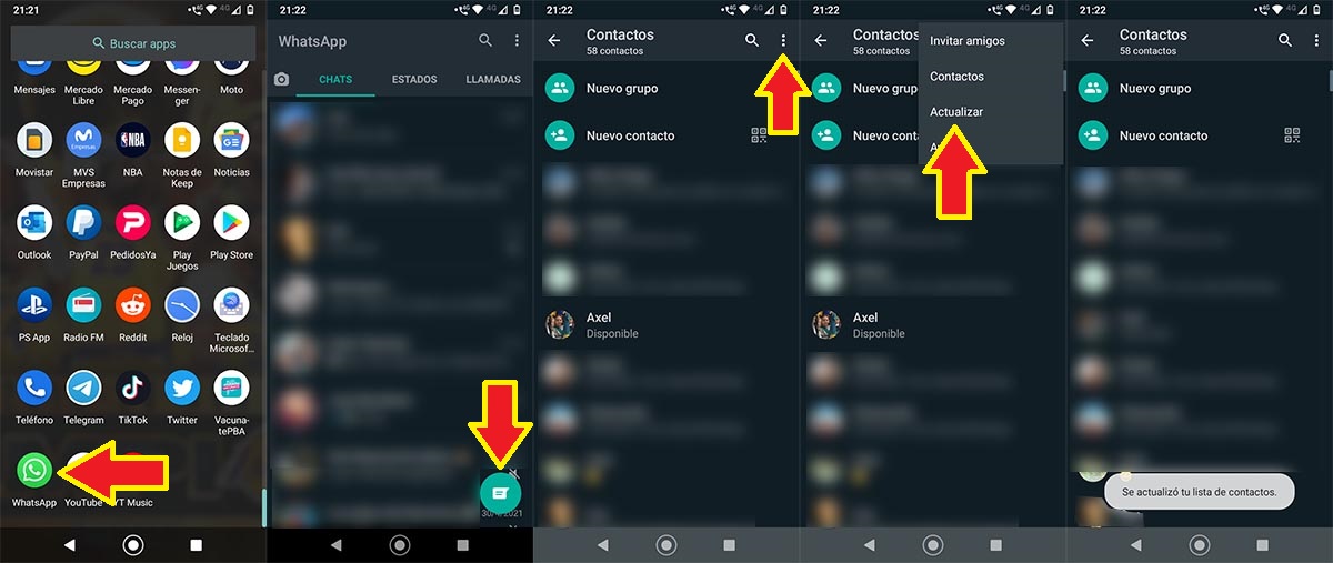 Eliminar contacto de WhatsApp en Android