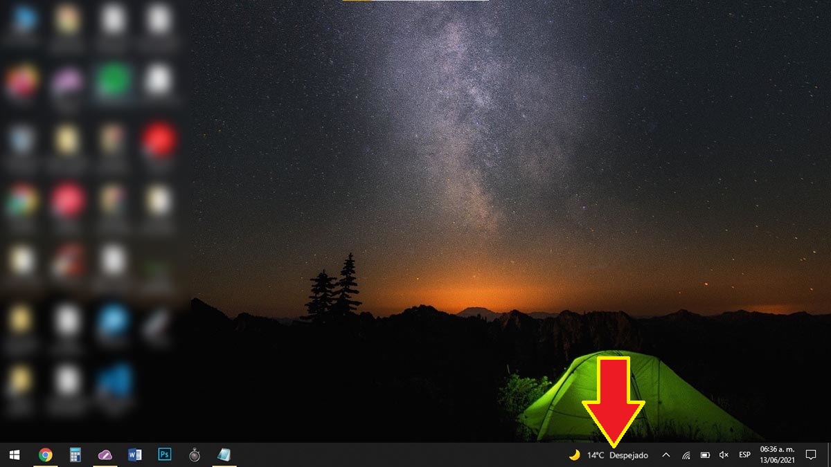 Barra de tareas clima Windows 10