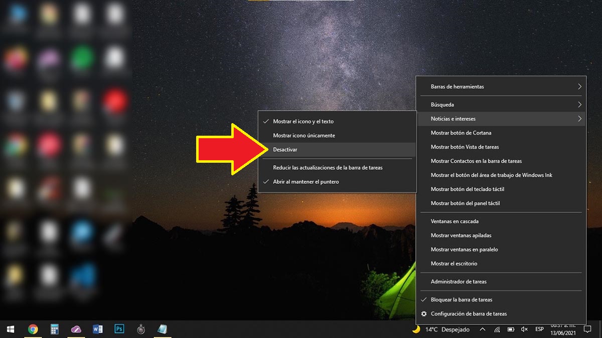 Desactivar barra de tareas Windows 10