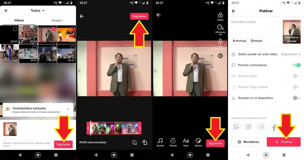 Cómo subir vídeos de 3 minutos a TikTok