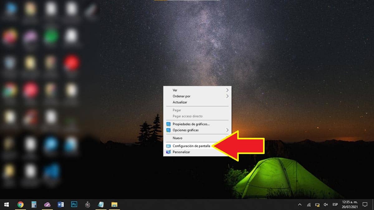 Configuracion de pantalla Windows 10