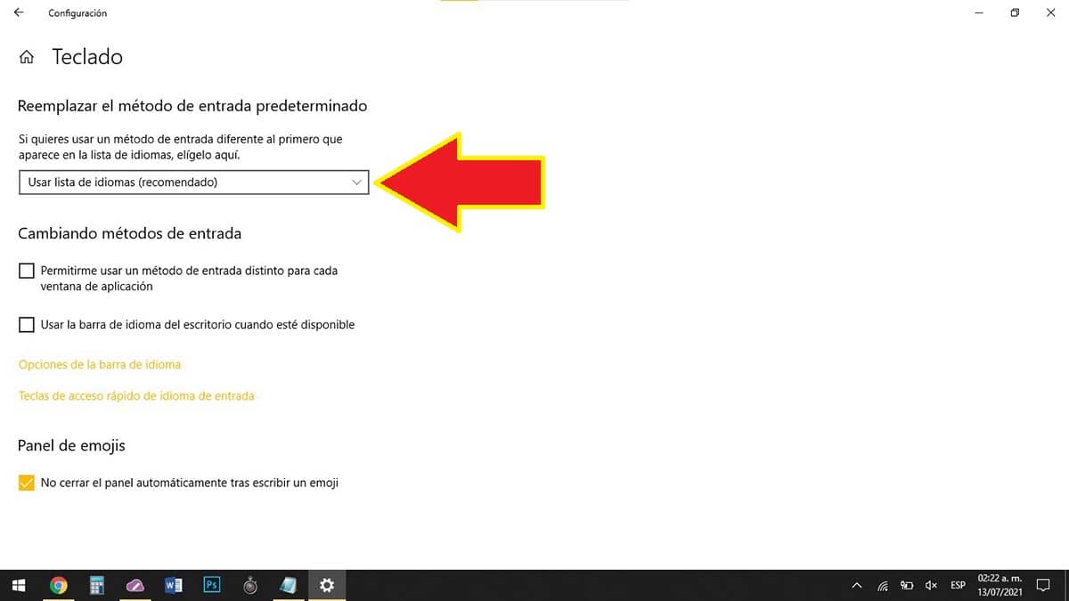 Poner teclado en español Windows 10
