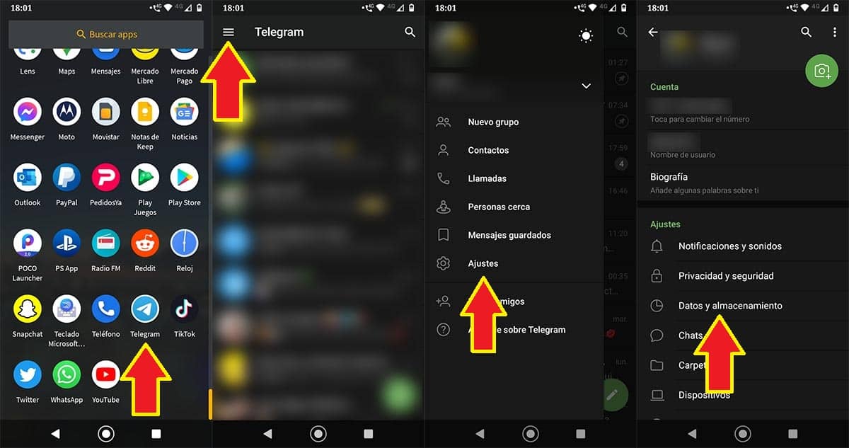 Almacenamiento de Telegram en Android