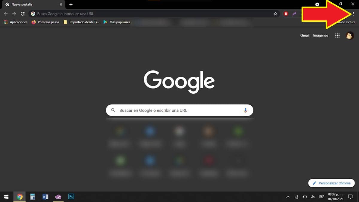 Opciones Google Chrome PC