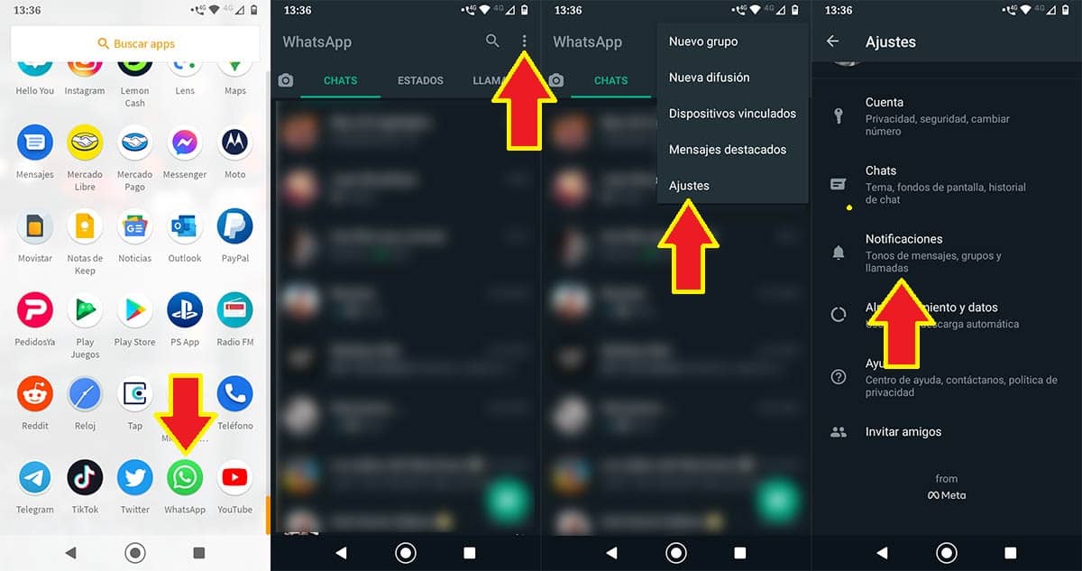 Opciones de WhatsApp Android