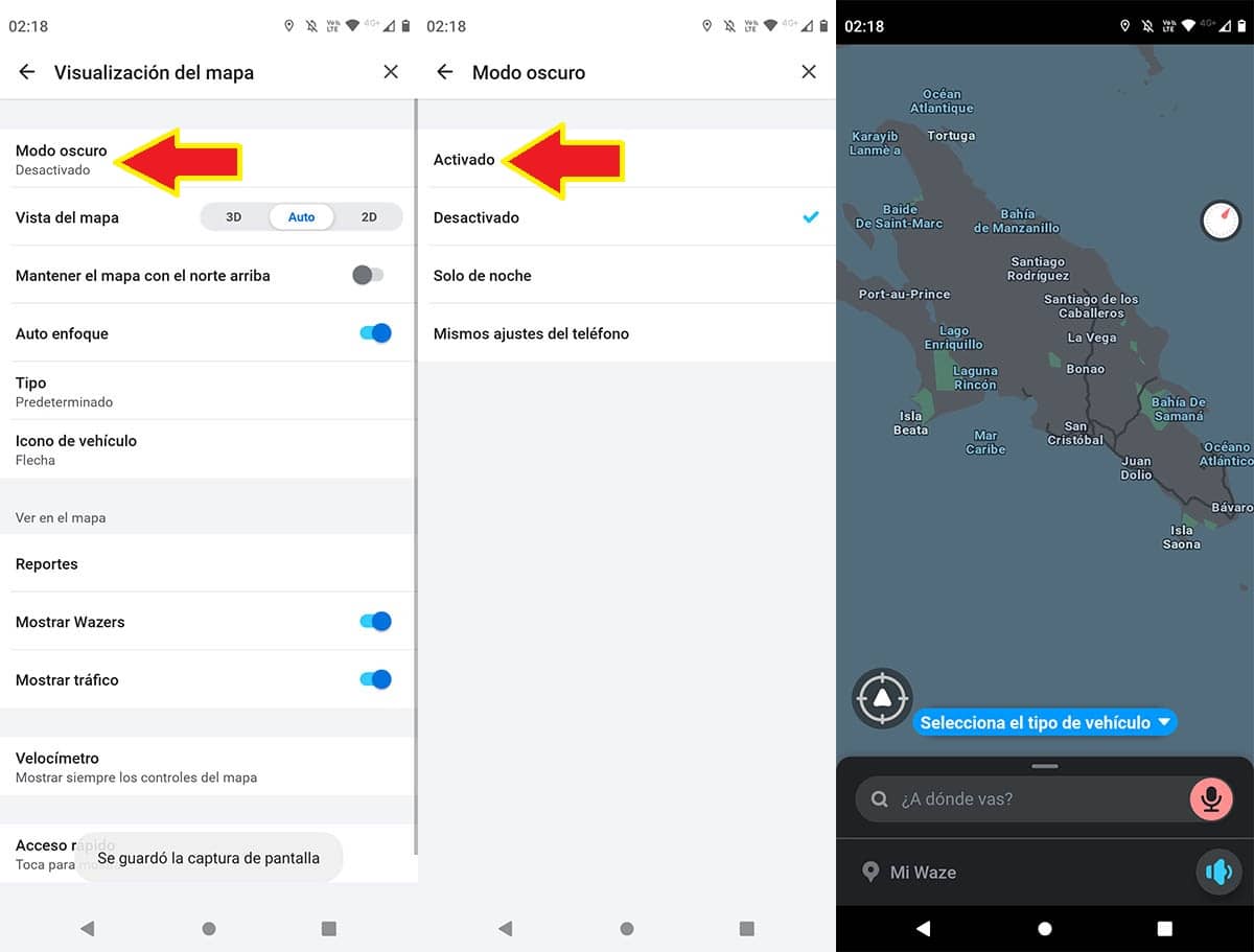 Activar el modo oscuro en Waze para Android