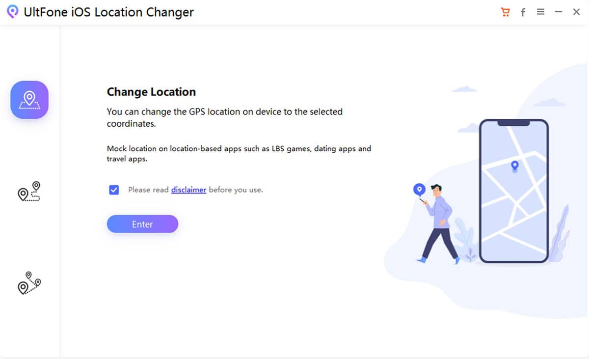 Elegir cambiar ubicacion en UltFone iOS Location Changer